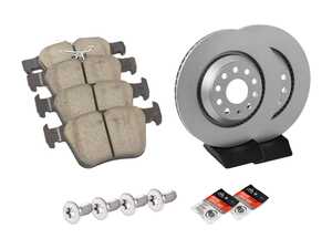 ES#4780895 - 5Q0615601EAKT - Rear Brake Service Kit  - Restore the stopping power in your vehicle! Featuring ECS V5 rotors and ECS DD23 ceramic pads. - Assembled By ECS - Audi