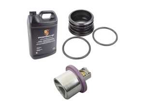 ES#4674477 - 94810612501KT - Porsche Engine Coolant Thermostat Kit - Featuring Behr Thermostat, Genuine Porsche coolant & the thermostat seals - Mahle-Behr - Porsche