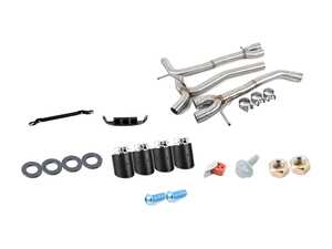ES#4699600 - 027366ECS012KT - MK7 Jetta Quad Exit Axle-Back Exhaust System - With Gloss Black Rear Diffuser & 3.5" Carbon Fiber Tips - Upgrade the appearance and sound of your 1.4T Jetta with our ECS Quad-Tip Exhaust and Rear Diffuser Kit - ECS - Volkswagen
