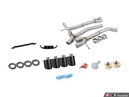 ES#4699600 - 027366ECS012KT - MK7 Jetta Quad Exit Axle-Back Exhaust System - With Gloss Black Rear Diffuser & 3.5" Carbon Fiber Tips - Upgrade the appearance and sound of your 1.4T Jetta with our ECS Quad-Tip Exhaust and Rear Diffuser Kit - ECS - Volkswagen