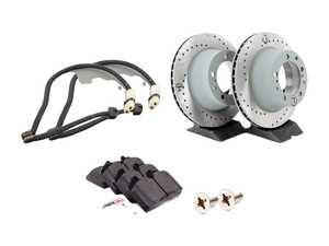 ES#2619463 - 95135204102RPKT2 - Performance Rear Brake Service Kit - Featuring Sebro cross-drilled rotors and Hawk HPS brake pads - Assembled By ECS - Porsche