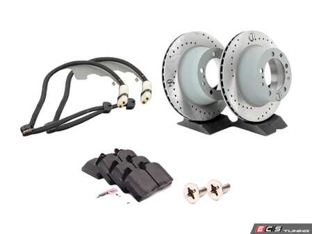 ES#2619463 - 95135204102RPKT2 - Performance Rear Brake Service Kit - Featuring Sebro cross-drilled rotors and Hawk HPS brake pads - Assembled By ECS - Porsche