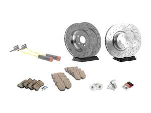ES#4696753 - 2204211912KT - Front & Rear Brake Service Kit - Featuring Zimmerman Rotors, and Akebono pads - Assembled By ECS - Mercedes Benz