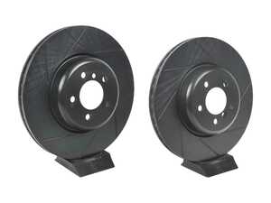 ES#4669211 - 34106797606-S - Front V5 Slotted Brake Rotors - Set (370x30) - Precision manufactured for consistent stopping power during high performance driving. Featuring a matte black zinc coating for corrosion protection. - ECS - BMW