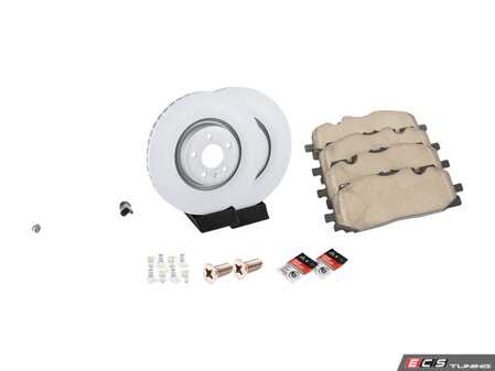 ES#4505166 - 4M0615301AN7KT - Front Brake Service Kit - Featuring Zimmermann rotors and ECS DD23 ceramic brake pads - Includes rotor set screws, brake wear sensor, and silicone brake lubricant - Assembled By ECS - Audi