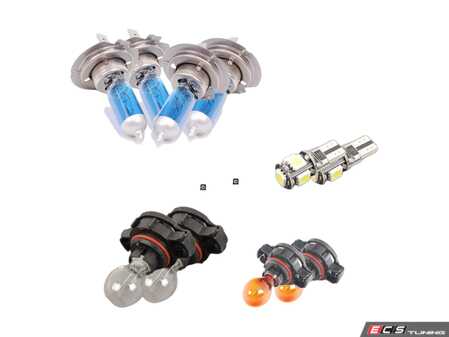 ES#2593136 - ZZH7BSSWAKT - Halogen Headlight Bulb Refresh Kit - Featuring Ziza Super White H7 and LED City Light bulbs - Assembled By ECS - Audi