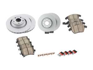 ES#3184464 - 1K0615301AAKT88 - Front & Rear Economy Brake Service Kit - Featuring Zimmerman rotors and ECS DD23 ceramic pads. - Assembled By ECS - Audi