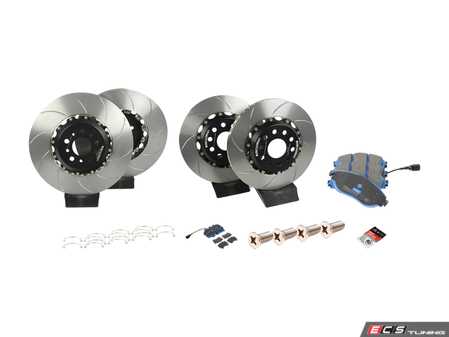 ES#4819431 - A1-298KT - Performance Front And Rear Brake Service Kit  - Featuring Girodisc Two-Piece Rotors, EBC Bluestuff pads, sensors, and hardware - Assembled By ECS - Audi