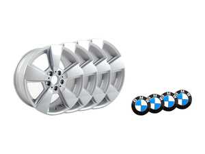 ES#2777629 - 36113411524KT - 18" Spider Spoke Style 143 Wheel - square set of four - 18x8 ET46 CB 72.6mm, also includes center caps - Genuine BMW - BMW
