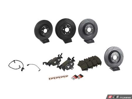 ES#4883682 - 8W0615301P6KT - Performance Front And Rear Brake Service Kit - With ECS V5 slotted rotors and ECS EP24 Enthusiast Performance brake pads - Assembled By ECS - Audi