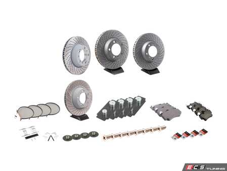 ES#4656104 - 99635140904KT6 - Front & Rear Brake Service Kit - Featuring Zimmerman rotors, and ATE Front and Brembo Ceramic Rear pads - Assembled By ECS - Porsche