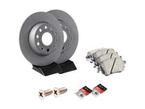 ES#5388379 - 1K0698601AAKT4 - Rear Brake Service Kit - (272x10) - Featuring Zimmerman Rotors, Akebono pads, and wear sensors - Assembled By ECS - Volkswagen