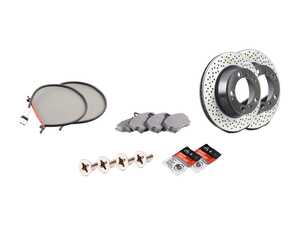 ES#3663945 - 99635240104KT3 - Rear Brake Service Kit - Featuring Meyle Rotors, Textar Brake Pads, and Hamburg Tech Brake Pad Sensors - Assembled By ECS - Porsche