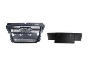 ES#2562554 - 8P0807287J3FZKT - Blackout Grille Assembly With Black Plate Bracket Kit - Direct bolt on sport grille for your A3 - Genuine Volkswagen Audi - Audi