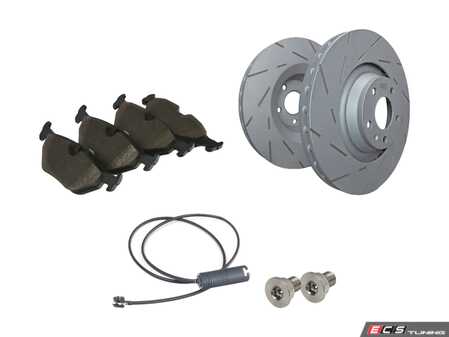 ES#2703077 - USR1114KT - Performance Rear Brake Service Kit - Featuring EBC slotted rotors and ECS EP24 "Enthusiast Performance" brake pads. - Assembled By ECS - BMW