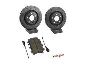 ES#3537678 - 025997ECS0579KT - Performance Rear Brake Service Kit - Featuring ECS V5 Slotted rotors and ECS EP24 Enthusiast Performance pads - Assembled By ECS - Audi