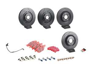 ES#4819456 - 4H0615301ANKT3 - Performance Front And Rear Brake Service Kit  - Featuring ECS V5 Slotted, EBC Redstuff pads, sensors, and hardware - Assembled By ECS - Audi