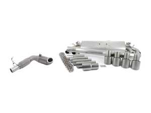 ES#2918044 - SSXAU381KT2 - Turboback Exhaust System - Non-Resonated - Valved - 3" Large bore downpipe with Hi-Flow Sports cat and 3" stainless steel cat-back with quad 100mm Titanium tips - Milltek Sport - Audi