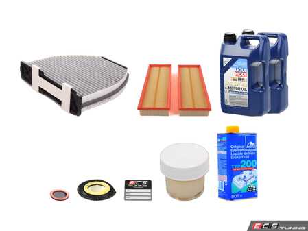 ES#4908387 - E550BSERVICEKT - Mercedes-Benz E550 M273 'B' Service Kit - Includes 10 liters of Leichtlauf High Tech Engine Oil with Oil filter, cabin filter, air filter and brake fluid. - Assembled By ECS - Mercedes Benz