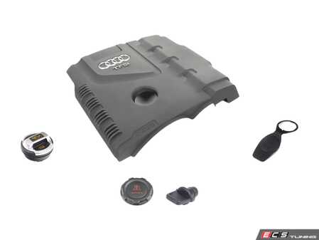 ES#3682381 - 06c103485nkt2KT - Engine Bay Refresh Kit  - Restore your vehicles engine bay with a new carbon fiber engine cover, with a R8 oil and coolant cap! - Assembled By ECS - Audi
