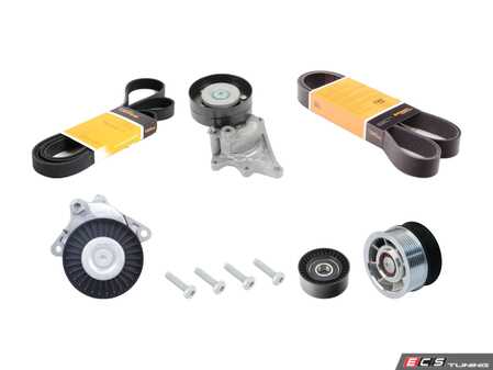 ES#2792687 - 1139970292KT3 - Accessory Belt Kit - Includes accessory belt, supercharger belt, belt tensioner assemblies and idler pulleys - Assembled By ECS - Mercedes Benz