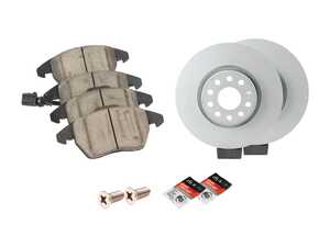 ES#2597457 - 1K0615301AAKT1 - Front Brake Service Kit - Featuring Zimmerman rotors and ECS DD23 ceramic brake pads. - Assembled By ECS - Audi