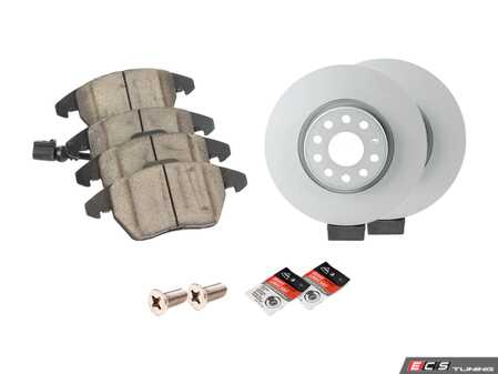 ES#2597457 - 1K0615301AAKT1 - Front Brake Service Kit - Featuring Zimmerman rotors and ECS DD23 ceramic brake pads. - Assembled By ECS - Audi