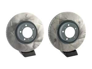 ES#3675515 - 97035140300KT8 - Sebro Front Slotted Brake Rotors - Pair 14.17 IN (360MM) - Directional front axle fitment - Both left and right - Assembled By ECS - Porsche