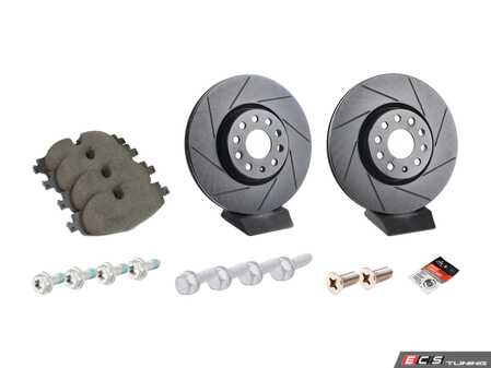 ES#3536724 - 025997ECS0238KT - Front Brake Service Kit (312x25) - Featuring ECS V5 slotted rotors and ECS EP24 "Enthusiast Performance" brake pads. - Assembled By ECS - Volkswagen