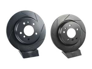 ES#4669073 - 34211159659-S - Rear V5 Slotted Brake Rotors - Set (300x20) - Precision manufactured for consistent stopping power during high performance driving. Featuring a matte black zinc coating for corrosion protection. - ECS - BMW