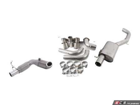 ES#2918053 - SSXAU3811KT5 - Turboback Exhaust System - Resonated - 3" Large bore downpipe with Hi-Flow Sports cat and 3" stainless steel cat-back with dual 100mm Titanium tips - Milltek Sport - Audi