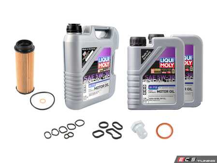 ES#4780750 - 11428583896EKT - Oil Filter Housing Gasket Replacement Kit - Includes new filter housing and oil cooler gaskets, plus engine oil, an oil filter, and a new drain plug and washer - Assembled By ECS - BMW