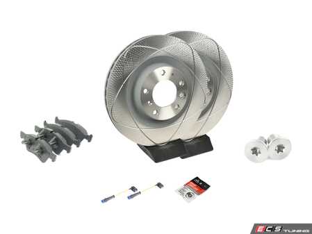 ES#4906446 - 4634210412KT2 - Front Brake Service Kit (350x32) - Featuring SHW Performance rotors, and Jurid OE Semi-Metallic pads - Assembled By ECS - Mercedes Benz