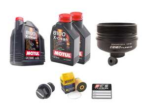 ES#3138739 - 009390ECS03KT1 -  Oil Service Kit - With Magnetic Drain Plug & Black Aluminum Oil Filter Housing - Featuring black billet aluminum filter housing! Includes Mann oil filter and Motul 5w-40 oil. - Assembled By ECS - Volkswagen