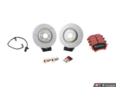 ES#4460885 - gd18461KT - Rear Performance Brake Service Kit  - Features EBC Slotted & Dimpled rotors and EBC Redstuff pads - Assembled By ECS - Audi