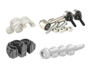 ES#2966633 - 1K0511327BAKT4 - Rear Sway Bar Installation Kit  - Includes bushings, clamps and bolts - 18mm - Assembled By ECS - Volkswagen