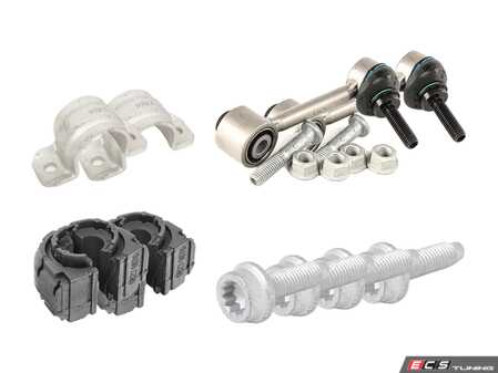 ES#2966633 - 1K0511327BAKT4 - Rear Sway Bar Installation Kit  - Includes bushings, clamps and bolts - 18mm - Assembled By ECS - Volkswagen