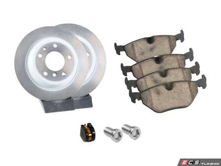 ES#2739136 - 34211162305KT2 - Rear OE Brake Service Kit - Featuring Genuine BMW Pads and rotors and ECS Stainless Steel Set Screws - Assembled By ECS - BMW