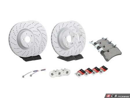 ES#4643628 - 22142118120KT2 - Front & Rear Brake Service Kit - Featuring Zimmerman rotors, and TRW/Bosch pads - Assembled By ECS - Mercedes Benz
