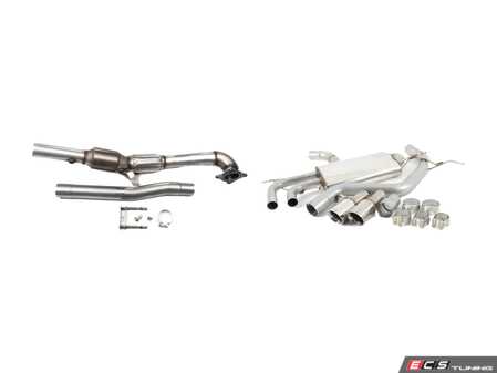 ES#2953957 - ssxvw265KT - Turbo-Back Exhaust System - Non-Resonated - 3" Down pipe with Hi-Flow Sports cat and 2.75" stainless steel cat-back with smaller rear silencer & twin 80mm GT80 polished tips - Milltek Sport - Audi