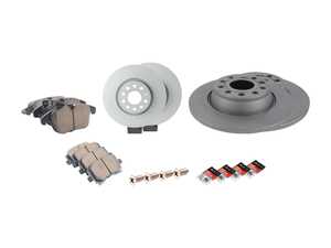 ES#5388408 - 1K0615301AATKT - Front & Rear Brake Service Kit - Featuring Zimmerman rotors, Akebono pads, and wear sensors - Assembled By ECS - Volkswagen