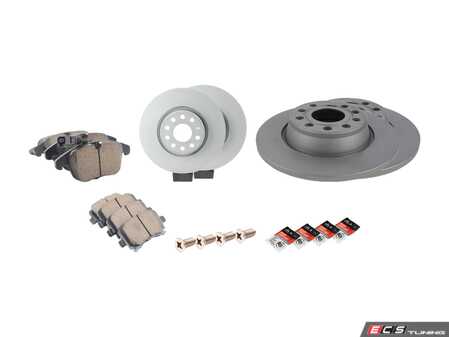 ES#5388408 - 1K0615301AATKT - Front & Rear Brake Service Kit - Featuring Zimmerman rotors, Akebono pads, and wear sensors - Assembled By ECS - Volkswagen