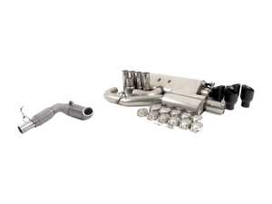 ES#2918045 - SSXAU381KT3 - Turboback Exhaust System - Resonated - Valved - 3" Large bore downpipe with Hi-Flow Sports cat and 3" stainless steel cat-back with quad 100mm black Cerakote tips - Milltek Sport - Audi