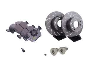 ES#2739125 - 34111160936KT - Front Sport Brake Service Kit - Featuring EBC Rotors and Hawk HPS Pads - Assembled By ECS - BMW