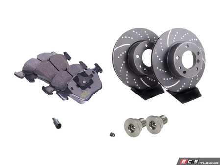 ES#2739125 - 34111160936KT - Front Sport Brake Service Kit - Featuring EBC Rotors and Hawk HPS Pads - Assembled By ECS - BMW