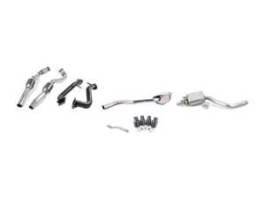 ES#4138637 - ssxau448554ktKT - Turbo-Back Exhaust System - Non-Resonated Valvesonic - Complete system includes Milltek 3" Hi-Flow downpipes & sports cats (SSXAU554) along with 2.76" stainless steel cat-back system with Quad 100mm black Cerakote tips - Milltek Sport - Audi