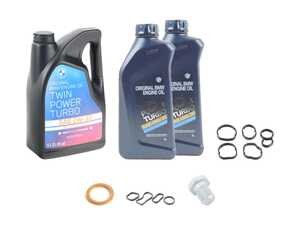 ES#4780748 - 11428583896RKT - Oil Filter Housing Gasket Replacement Kit - Includes the housing and oil cooler gaskets, plus engine oil, an oil filter, and a new drain plug and washer - Genuine BMW - BMW