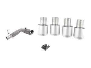 ES#2918086 - SSXAU543KT1 - Turbo-Back Exhaust System - Non-Resonated - Race Version - 3" Large bore downpipe with Hi-Flow Sports cat and 3" stainless steel cat-back with quad 100mm Titanium tips & valve delete module set - Milltek Sport - Audi