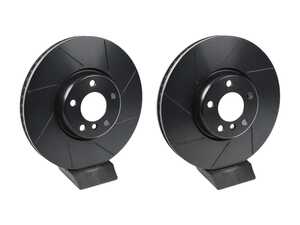 ES#4669089 - 34116898729-S - Front V5 Slotted Brake Rotors - Set (348x36) - Precision manufactured for consistent stopping power during high performance driving. Featuring a matte black zinc coating for corrosion protection. - ECS - BMW