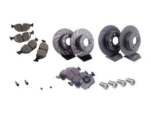 ES#2739140 - 34111160936KT4 - Front & Rear Sport Brake Service Kit - Featuring EBC Sport Brake Rotors and Hawk HPS Pads - Assembled By ECS - BMW